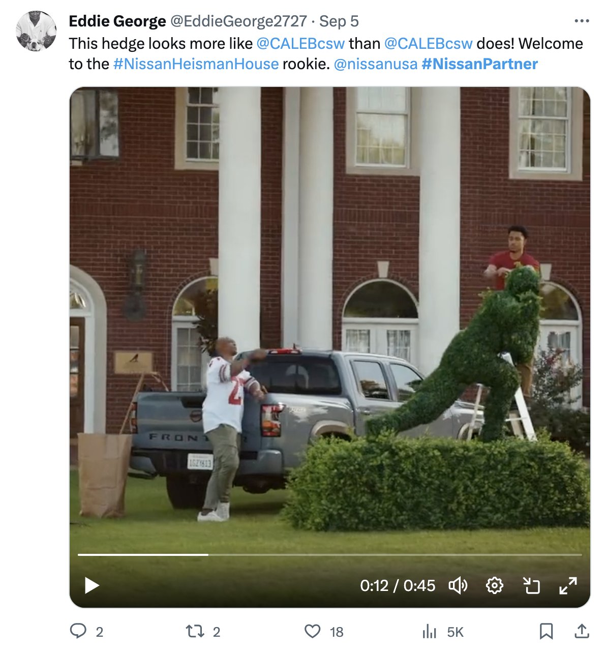 Eddie George tweet welcoming Caleb Williams