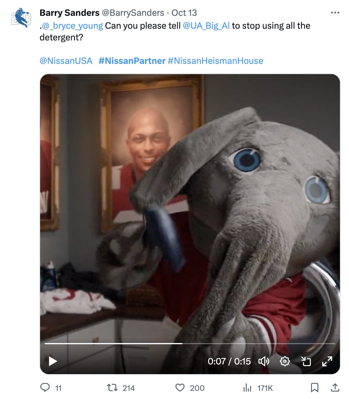 Barry Sanders tweet to Bryce Young